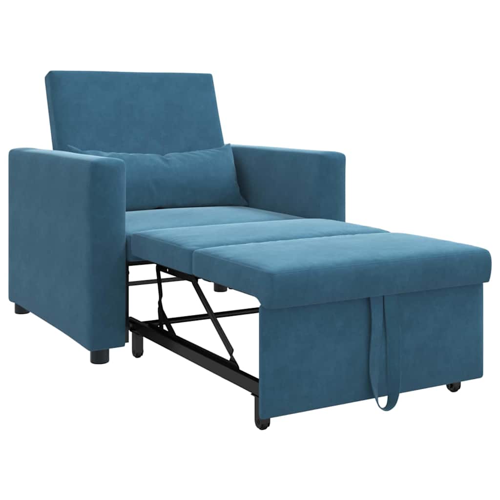 Sofa na razvlačenje Singl s kotačima Plava Baršun