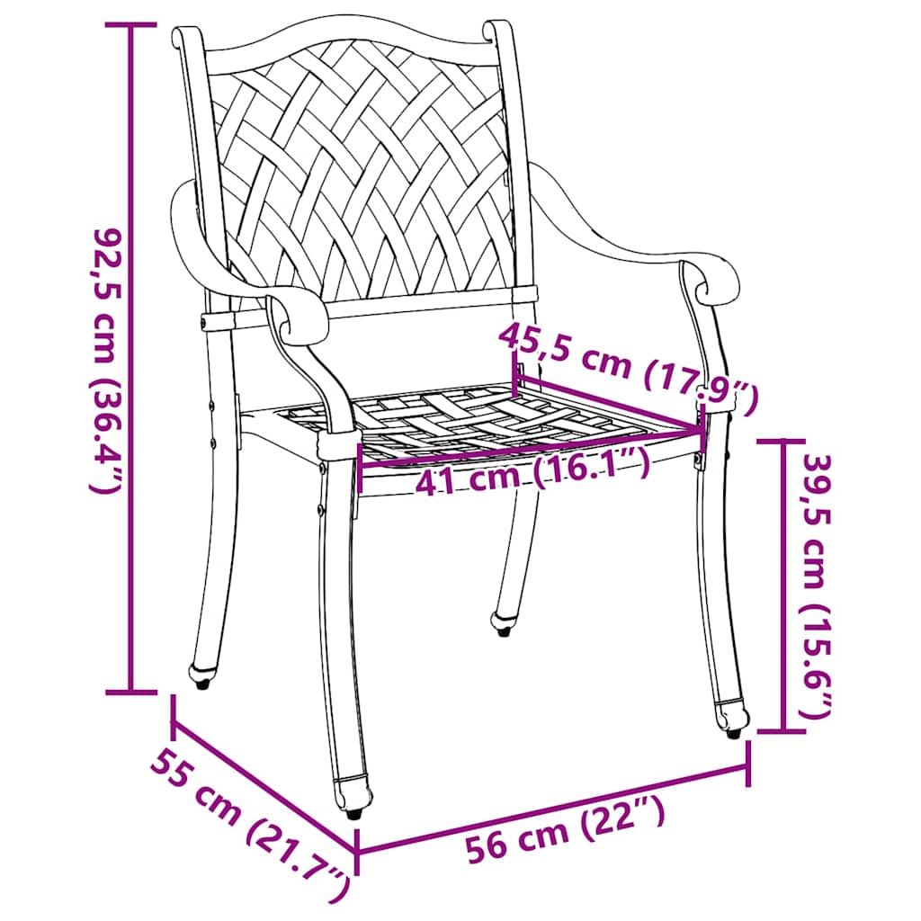 Vrtna stolica 2 pcs Zelena 56 x 55 x 92.5cm Aluminij