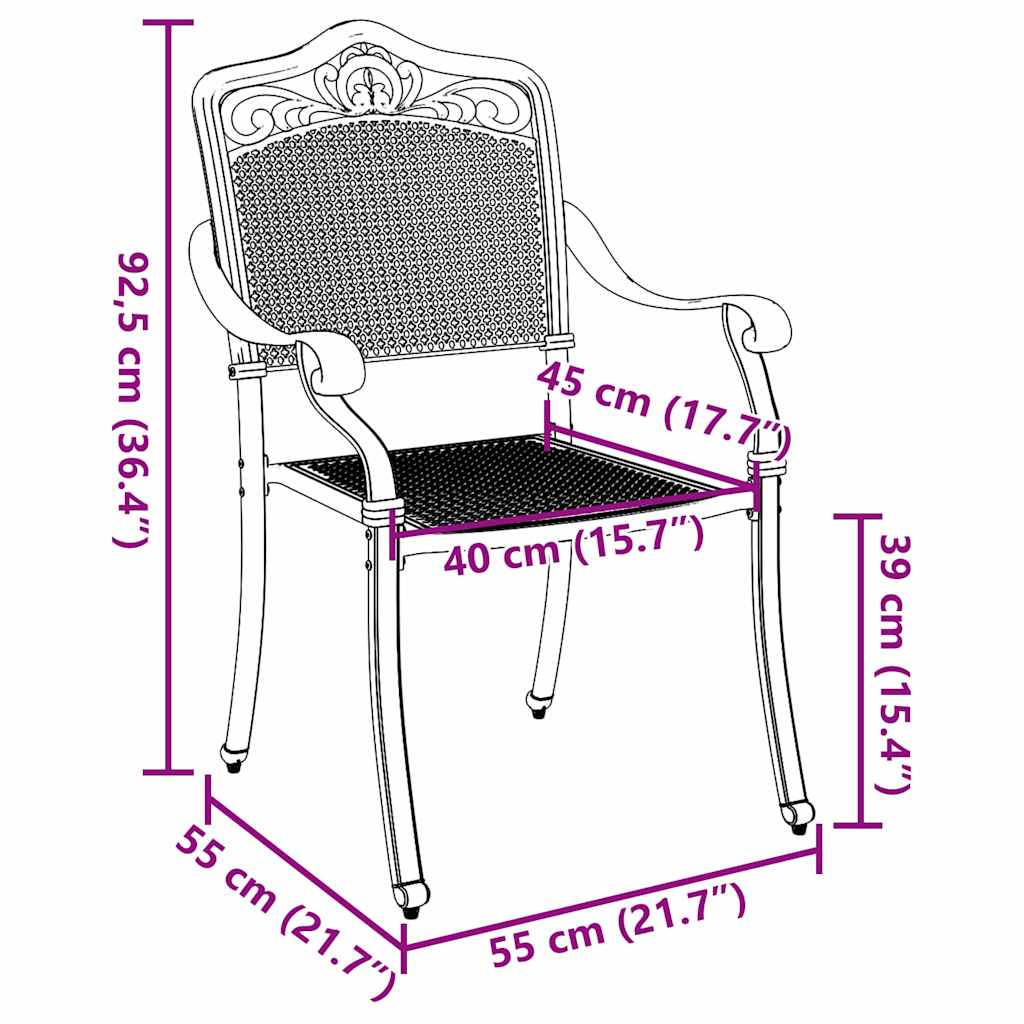 Vrtna stolica 2 pcs Crna 55 x 55 x 92,5cm Aluminij