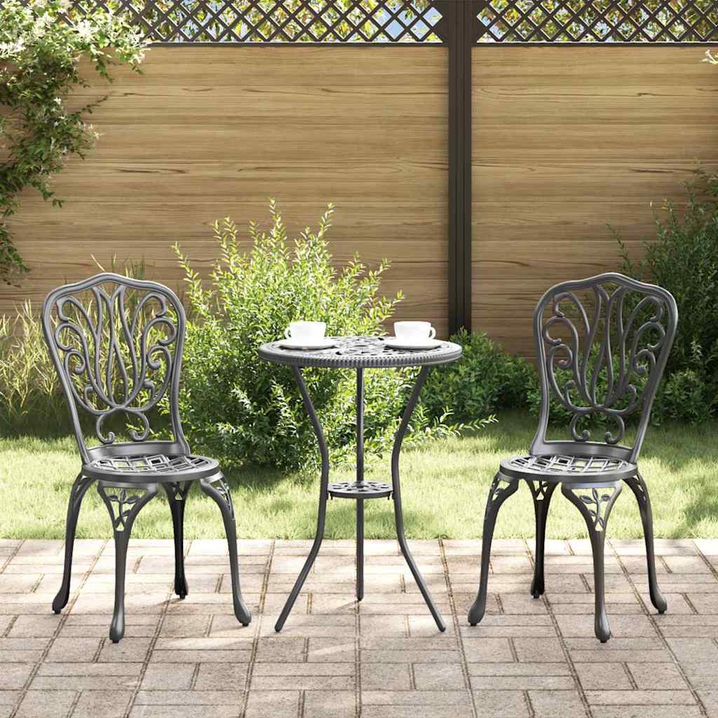 Bistro set za vrt 3 pcs Crna Aluminij