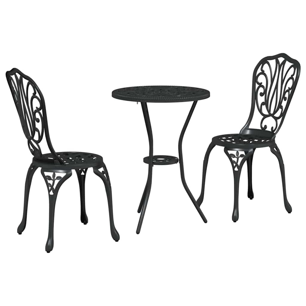 Bistro set za vrt 3 pcs Crna Aluminij