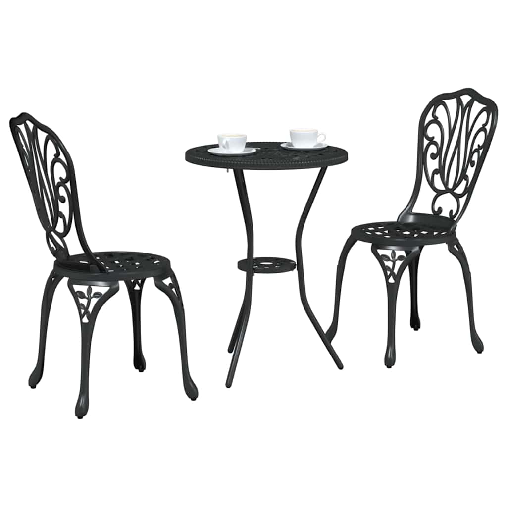 Bistro set za vrt 3 pcs Crna Aluminij