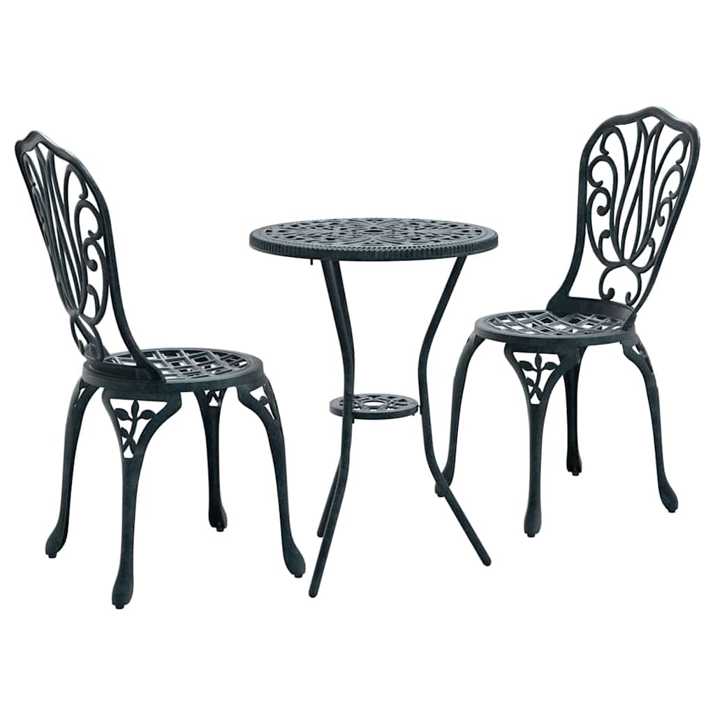Bistro set za vrt 3 pcs Zelena Aluminij