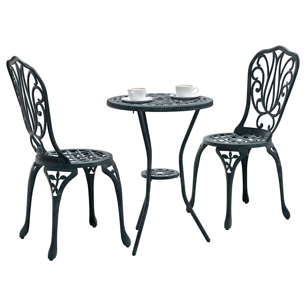 Bistro set za vrt 3 pcs Zelena Aluminij