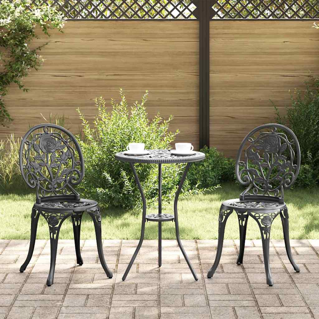Bistro set za vrt 3 pcs Crna Aluminij