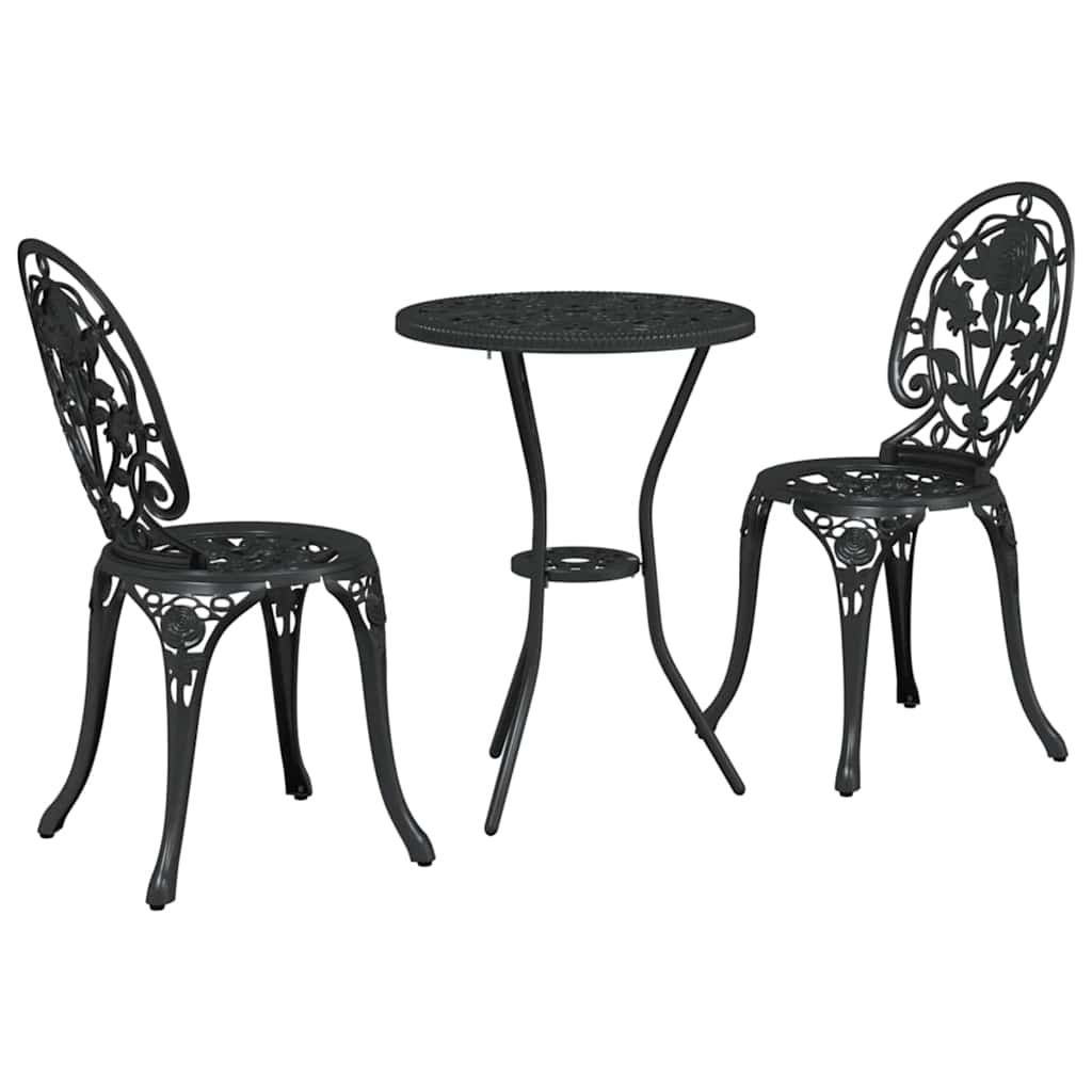 Bistro set za vrt 3 pcs Crna Aluminij