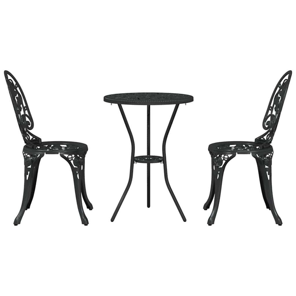 Bistro set za vrt 3 pcs Crna Aluminij