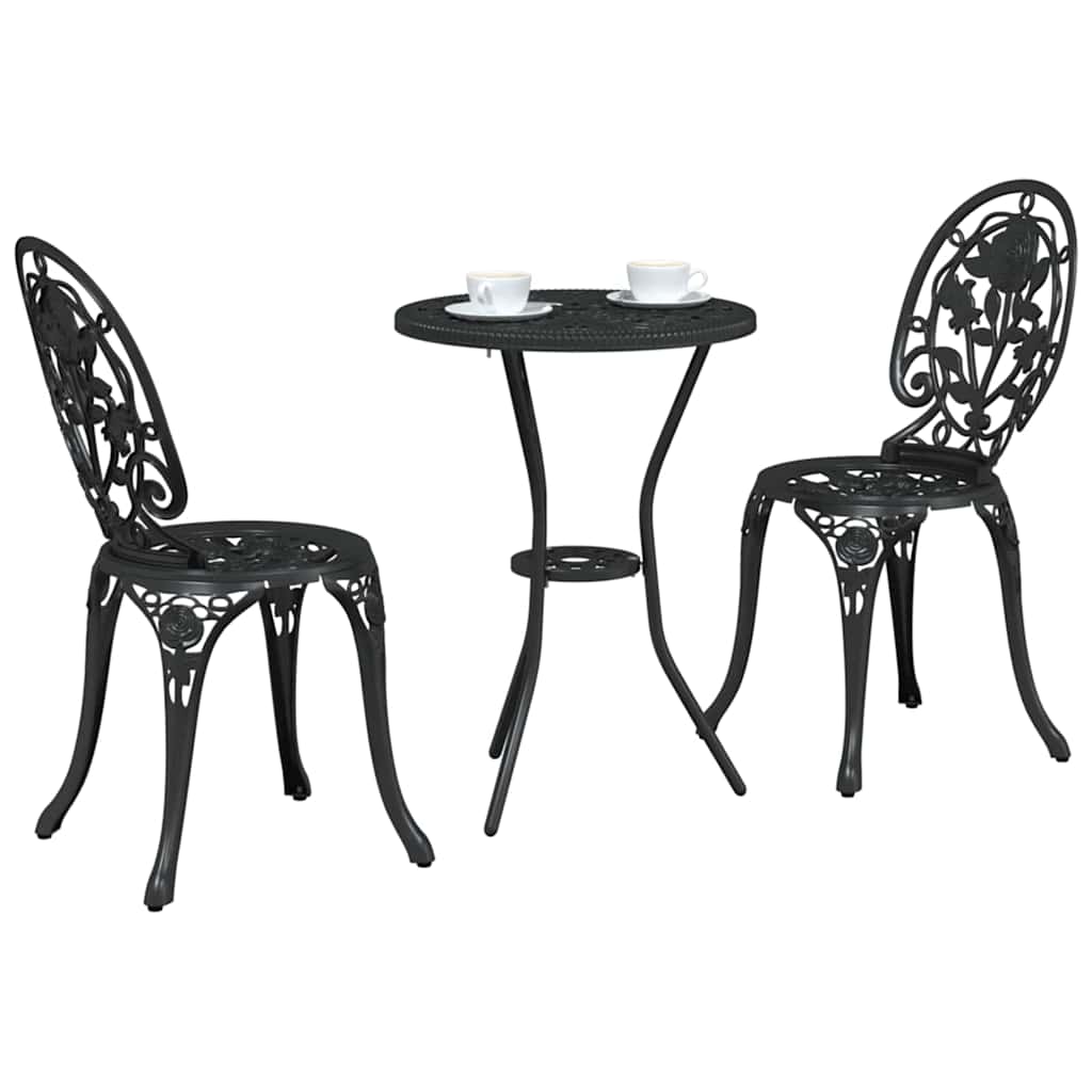 Bistro set za vrt 3 pcs Crna Aluminij
