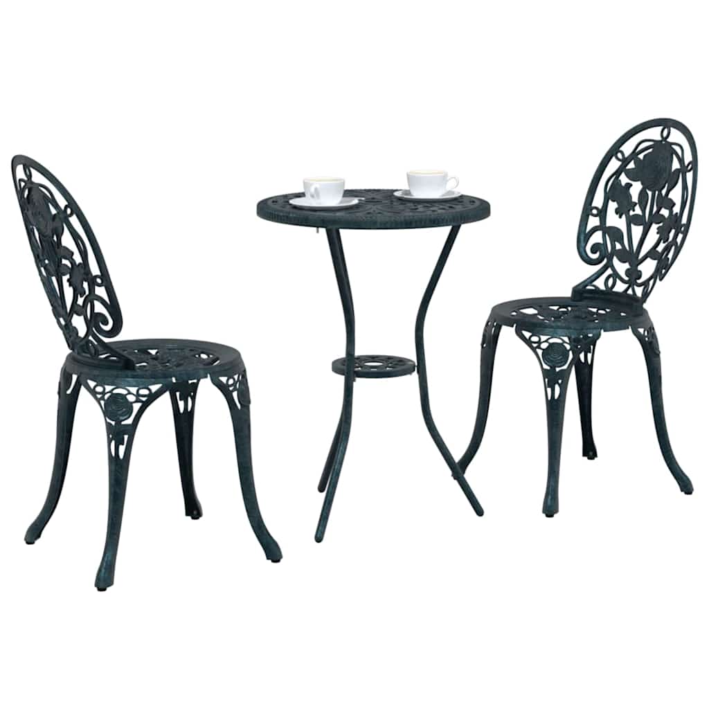 Bistro set za vrt 3 pcs Zelena Aluminij