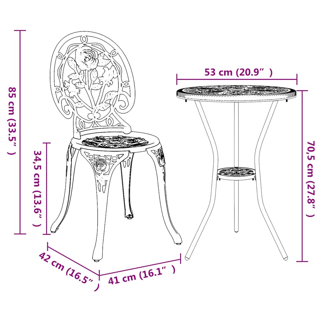 Bistro set za vrt 3 pcs Zelena Aluminij