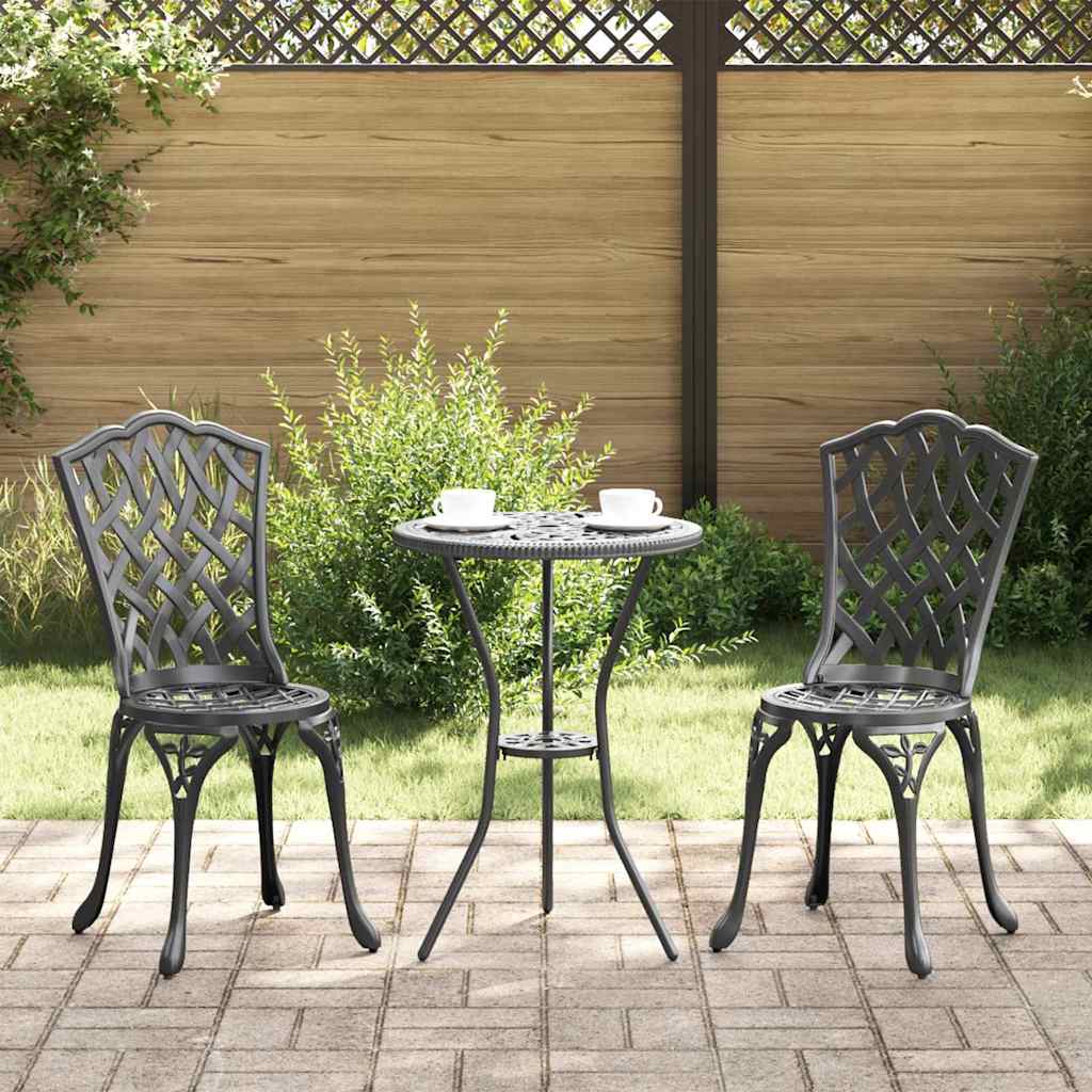 Bistro set za vrt 3 pcs Crna Aluminij