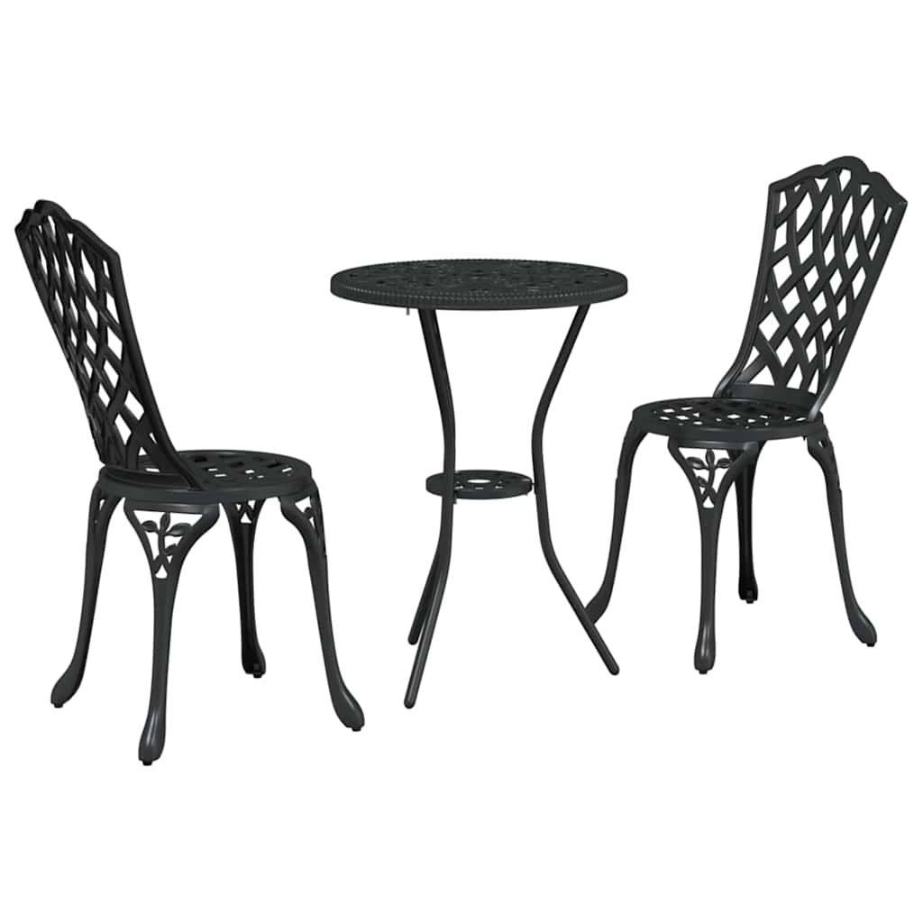 Bistro set za vrt 3 pcs Crna Aluminij