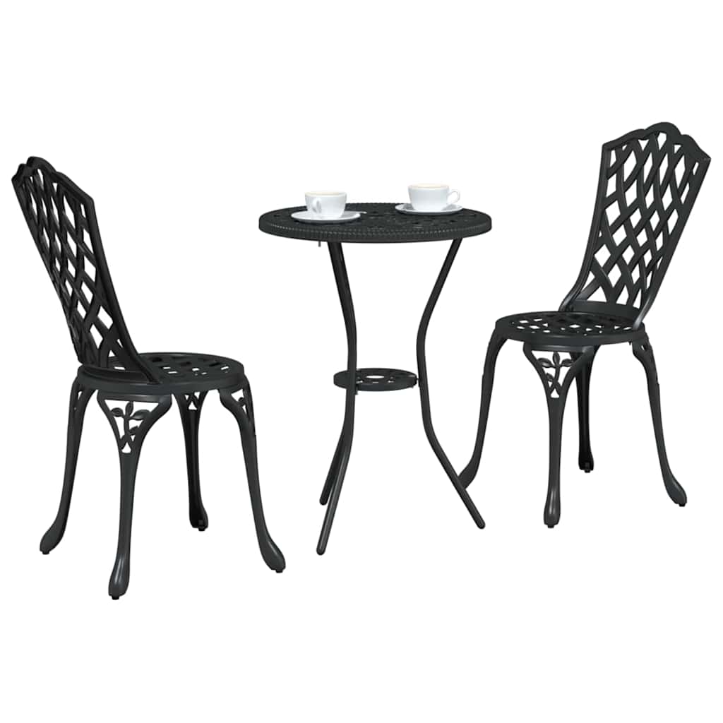Bistro set za vrt 3 pcs Crna Aluminij