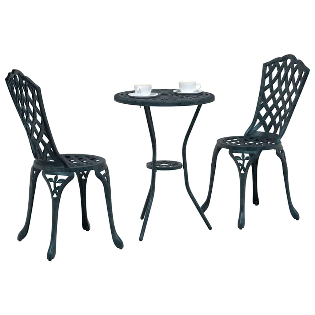 Bistro set za vrt 3 pcs Zelena Aluminij