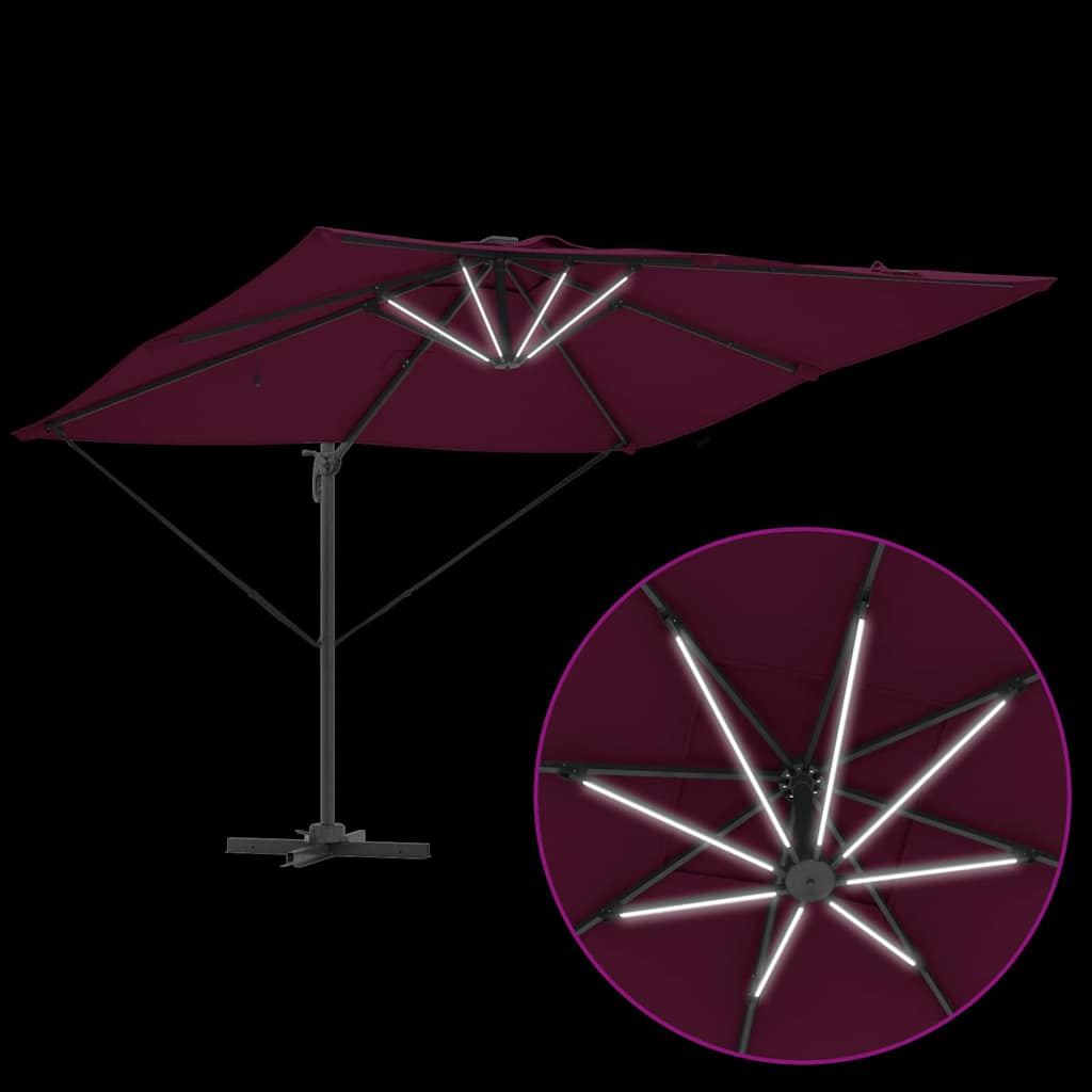 Suncobran S LED lampica Bordeaux Crvena 286 x 284 x 270 cm