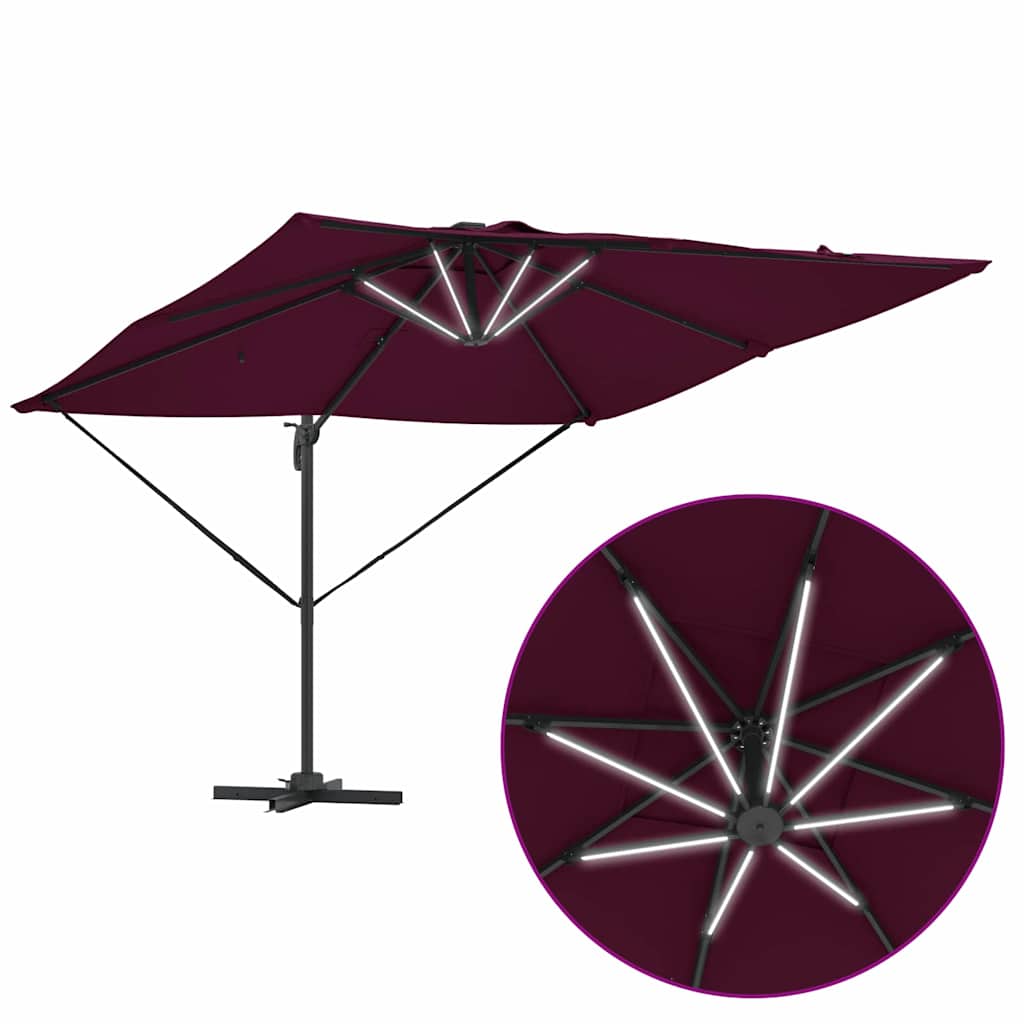 Suncobran S LED lampica Bordeaux Crvena 286 x 284 x 270 cm