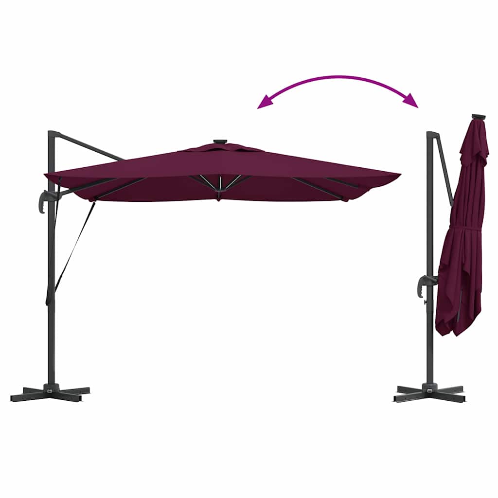 Suncobran S LED lampica Bordeaux Crvena 286 x 284 x 270 cm
