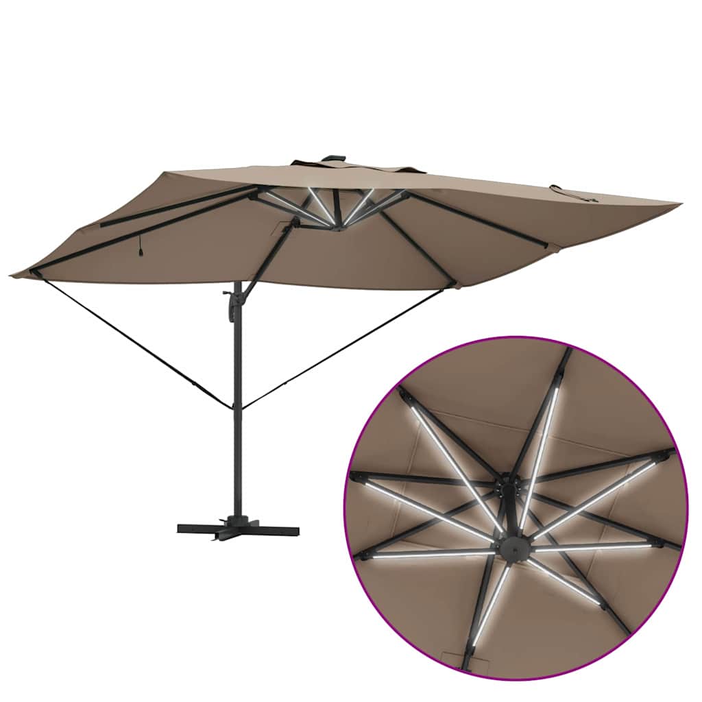 Suncobran Sivo-smeđa 352 x 251 x 265 cm Poliester i aluminij