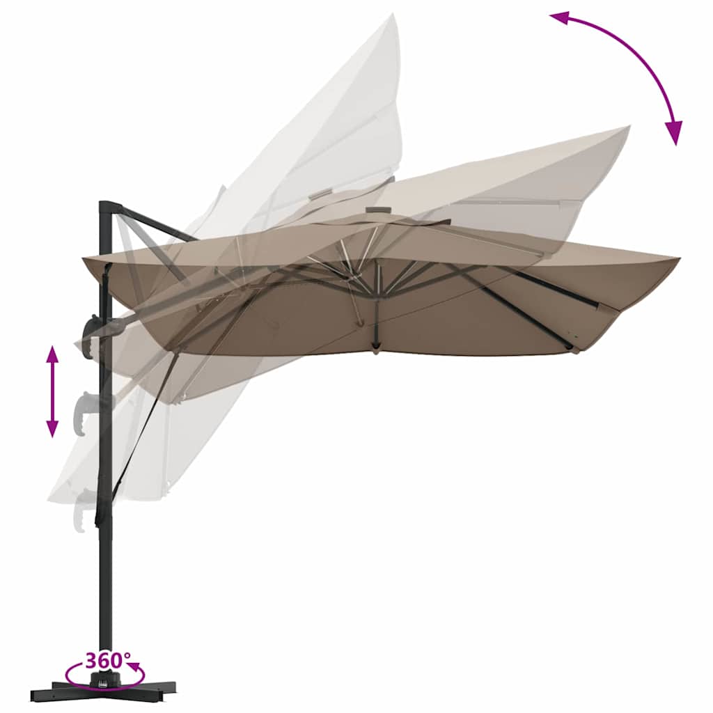 Suncobran Sivo-smeđa 352 x 251 x 265 cm Poliester i aluminij