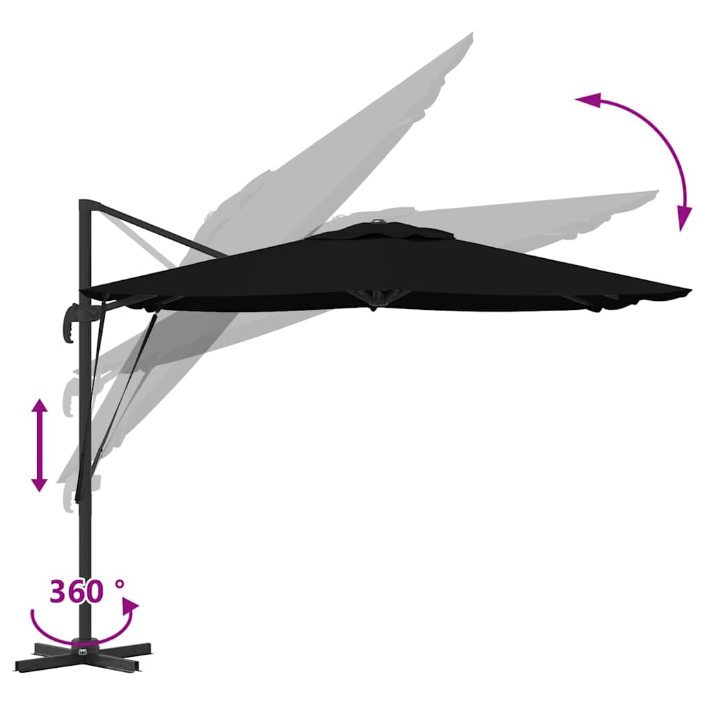 Roma Suncobran Crna 286 x 284 x 265 cm Aluminij i poliester