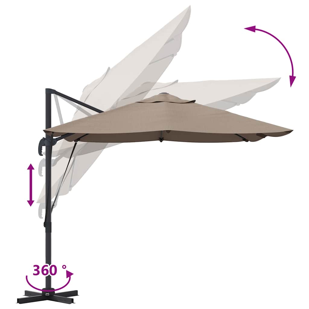 Suncobran Sivo-smeđa 351 x 250 x 260 cm Poliester i aluminij