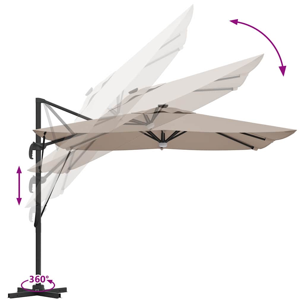 Roma Suncobran S LED lampica Sivo-smeđa 286 x 284 x 270 cm