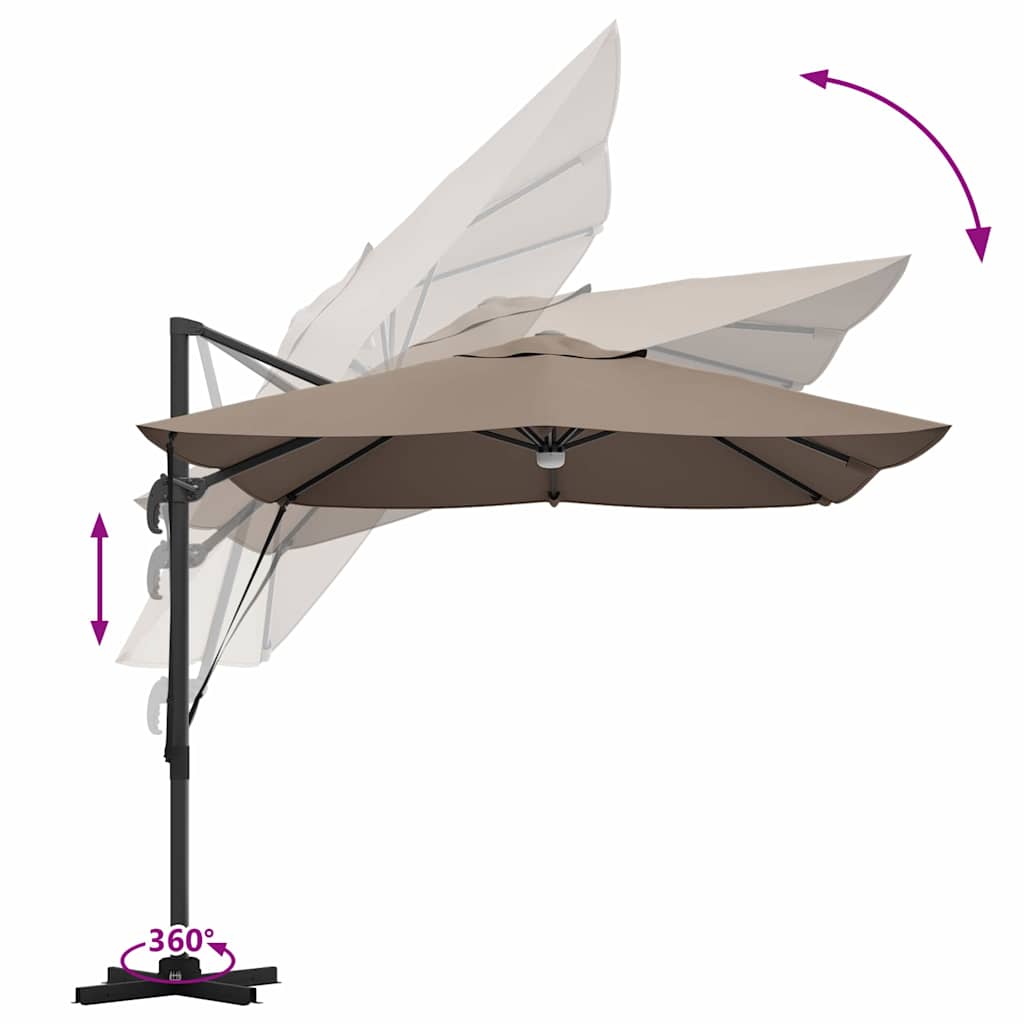 Suncobran Sivo-smeđa 351 x 250 x 253 cm Poliester i aluminij