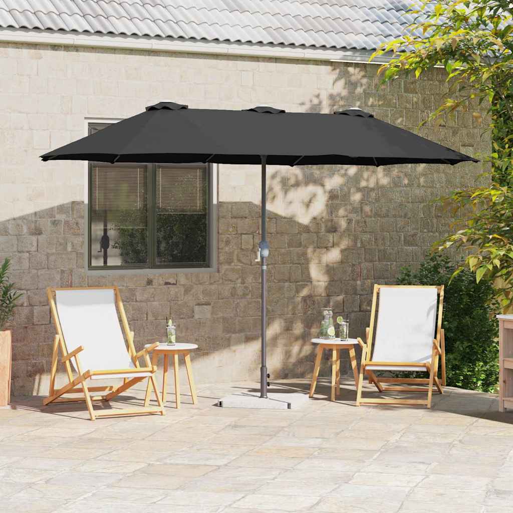 Vrtni suncobran Crna 370 x 197 x 239 cm Poliester i aluminij