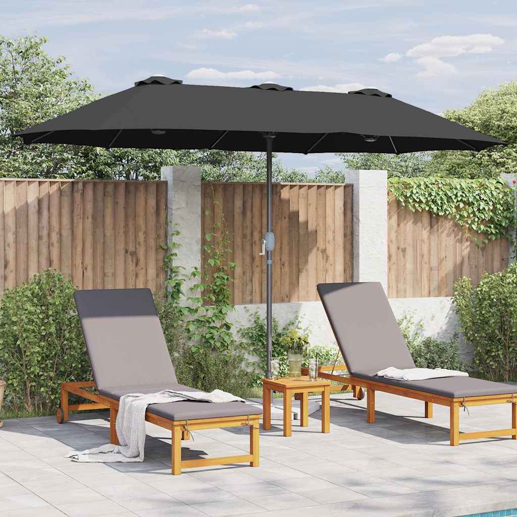 Vrtni suncobran Crna 370 x 197 x 239 cm Poliester i aluminij