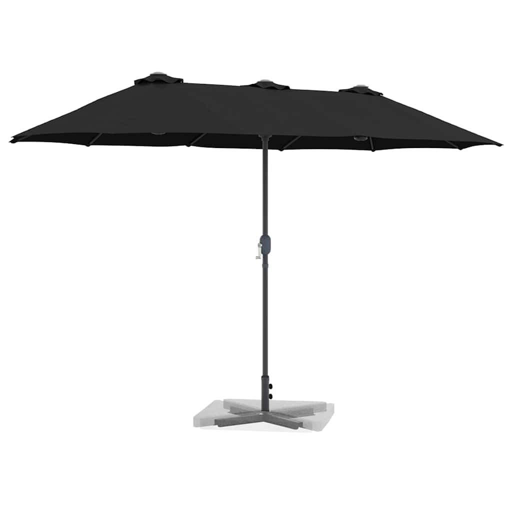 Vrtni suncobran Crna 370 x 197 x 239 cm Poliester i aluminij