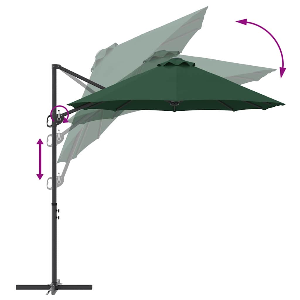 Suncobran Zelena 372 x 198 x 243 cm Poliester i aluminij