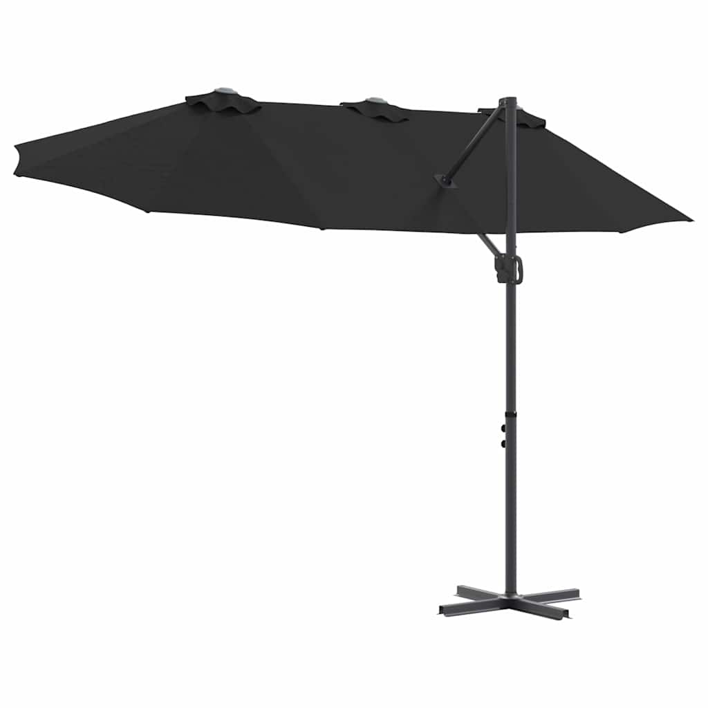 Suncobran Crna 372 x 198 x 243 cm Poliester i aluminij
