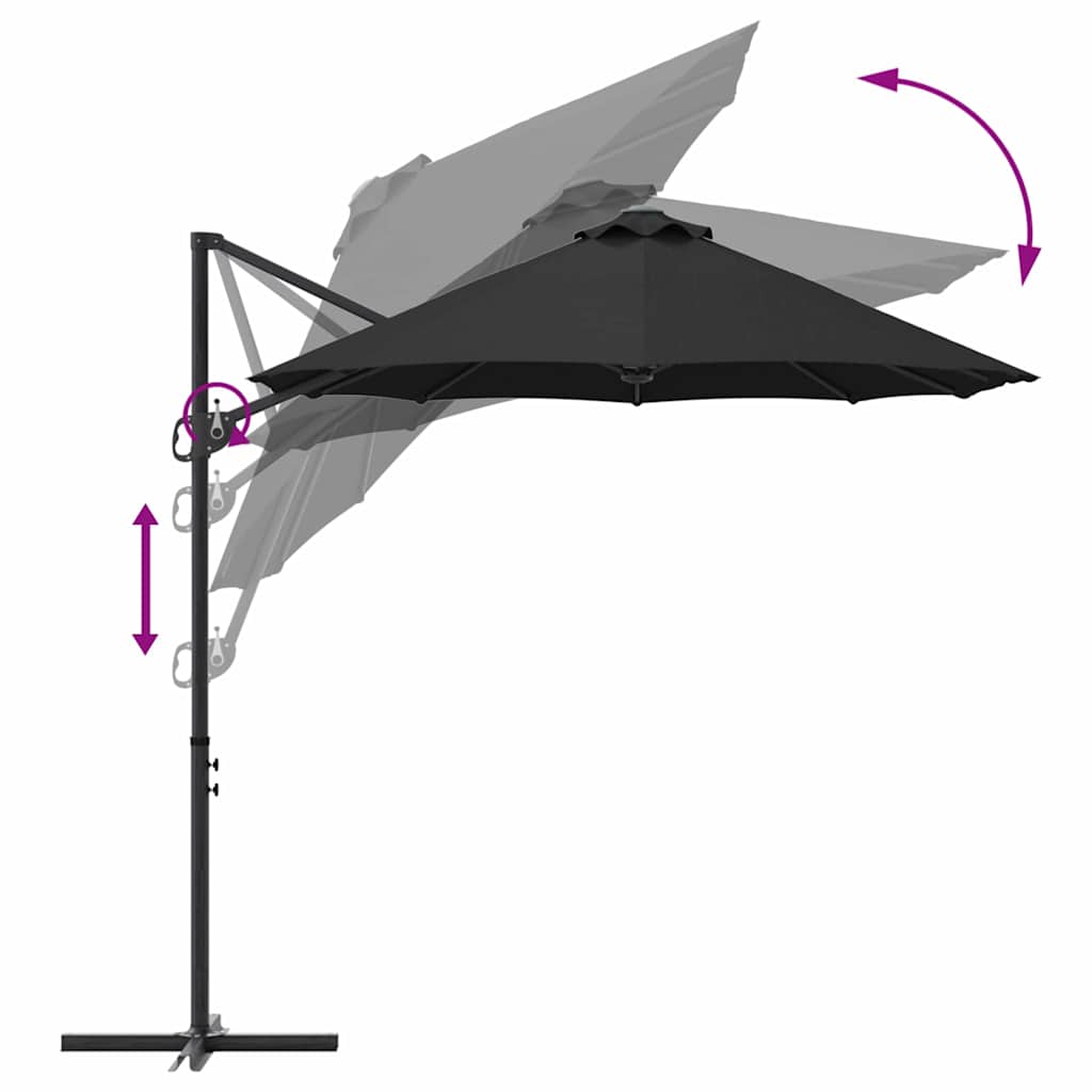 Suncobran Crna 372 x 198 x 243 cm Poliester i aluminij