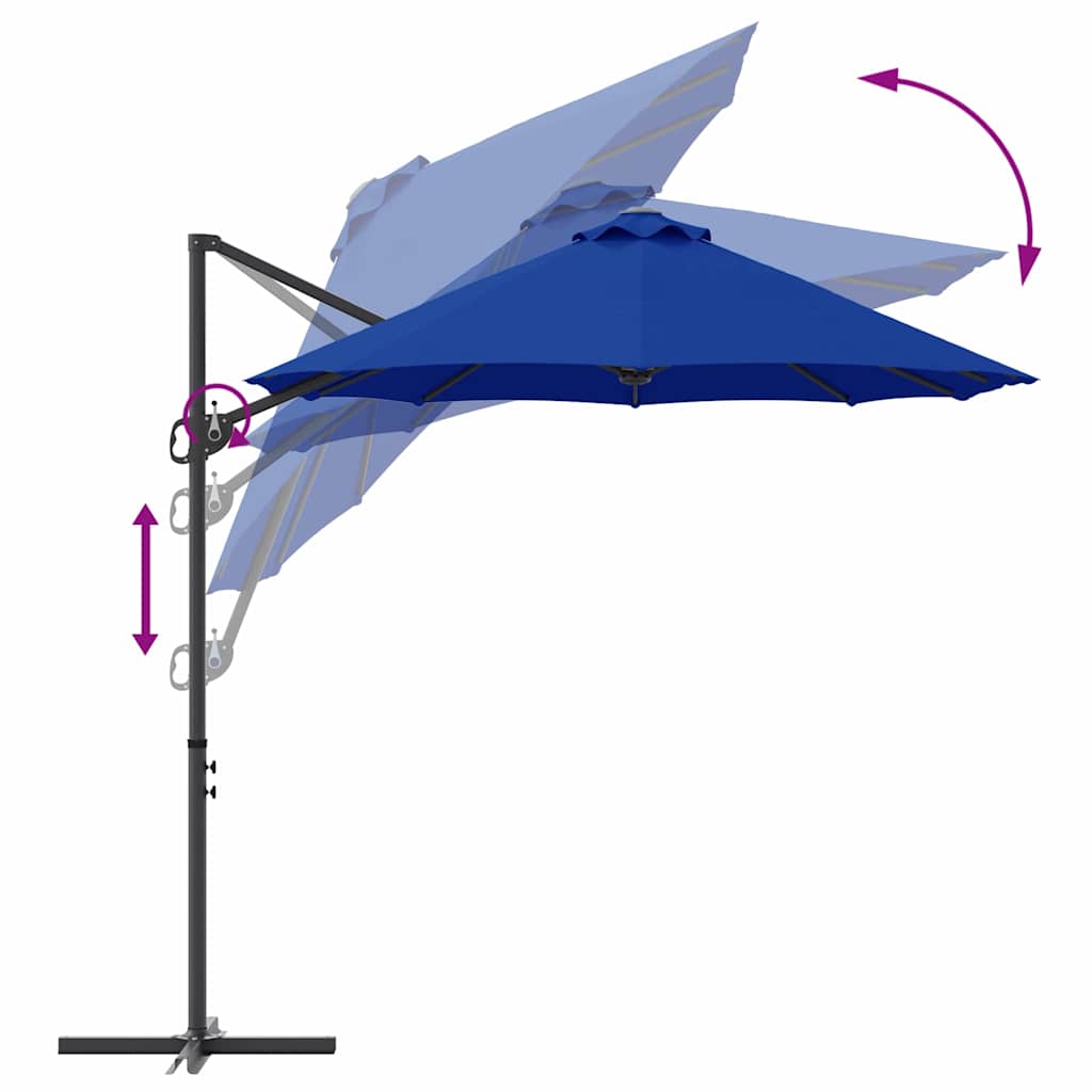 Suncobran Azurnoplava 372 x 198 x 243 cm Poliester i aluminij