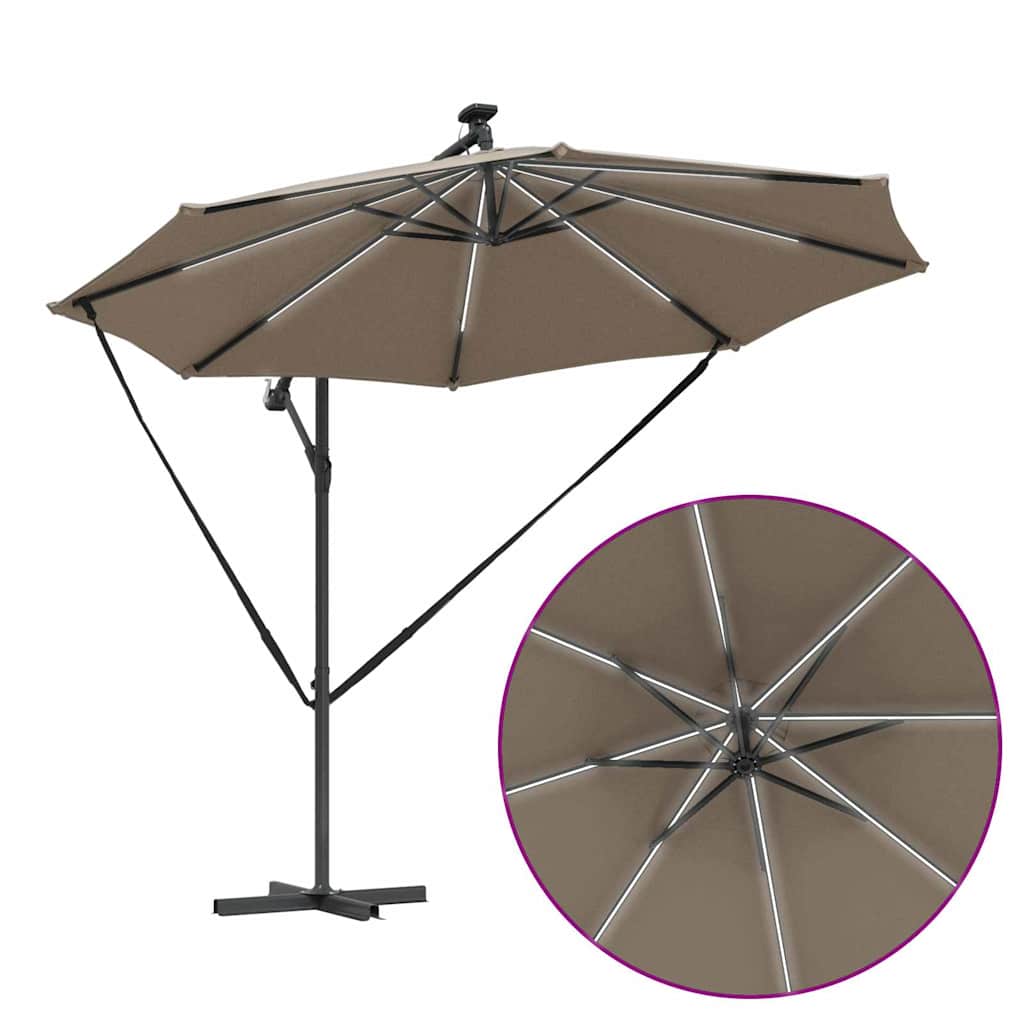 Suncobran Sivo-smeđa 294 x 294 x 248 cm Poliester i aluminij