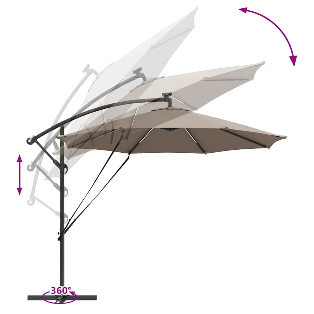 Suncobran Sivo-smeđa 294 x 294 x 248 cm Poliester i aluminij