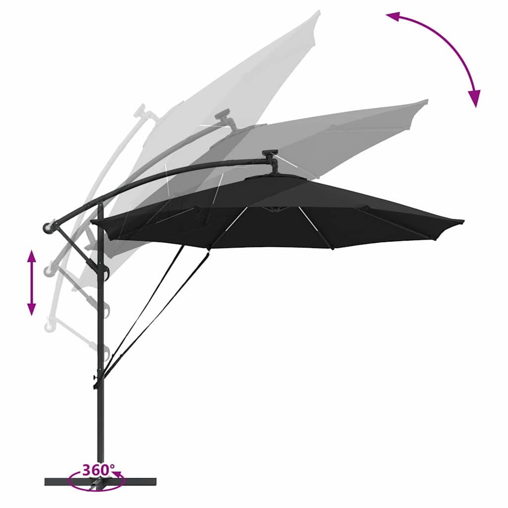 Suncobran 294 x 294 x 248 cm Poliester i aluminij Crna