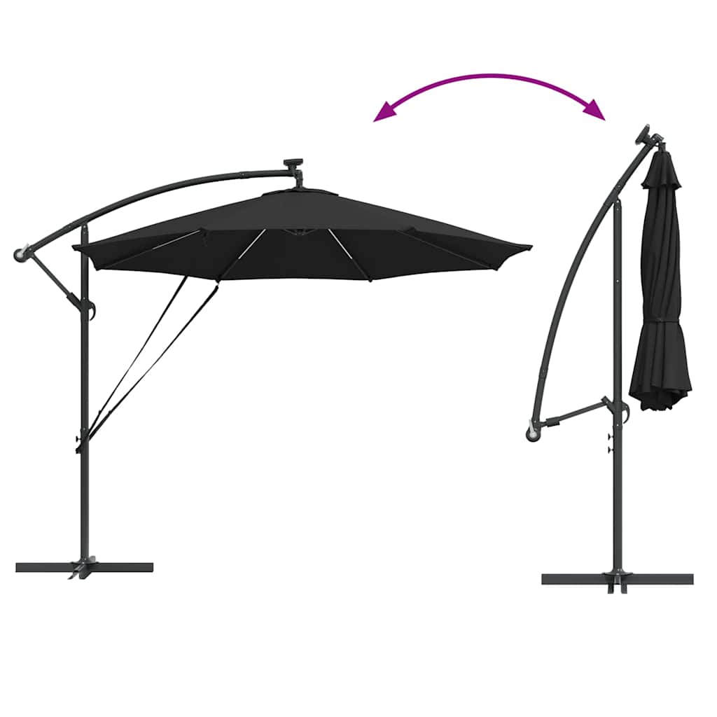 Suncobran 294 x 294 x 248 cm Poliester i aluminij Crna
