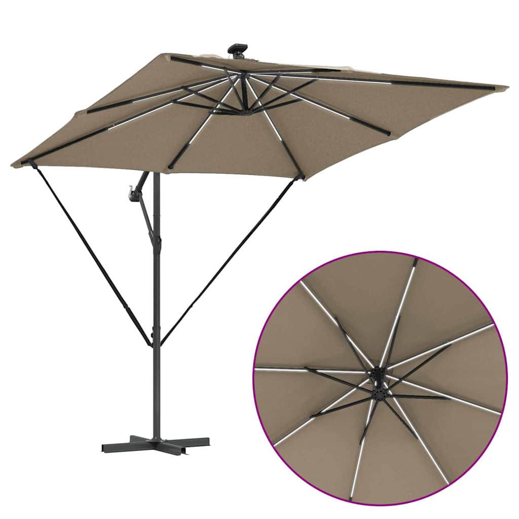 Suncobran Sivo-smeđa 249 x 249 x 250 cm Poliester i aluminij