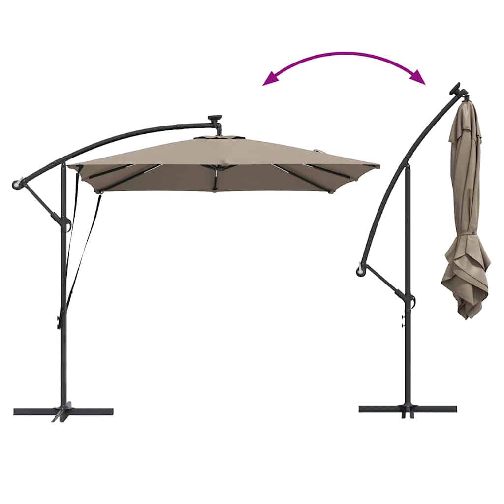 Suncobran Sivo-smeđa 249 x 249 x 250 cm Poliester i aluminij