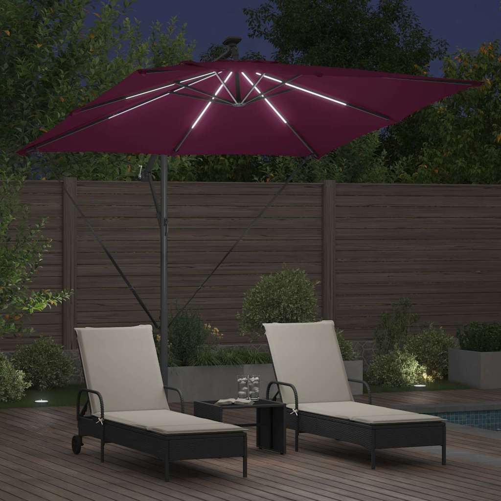 Suncobran s LED trakama Bordeaux Crvena 249 x 249 x 250 cm