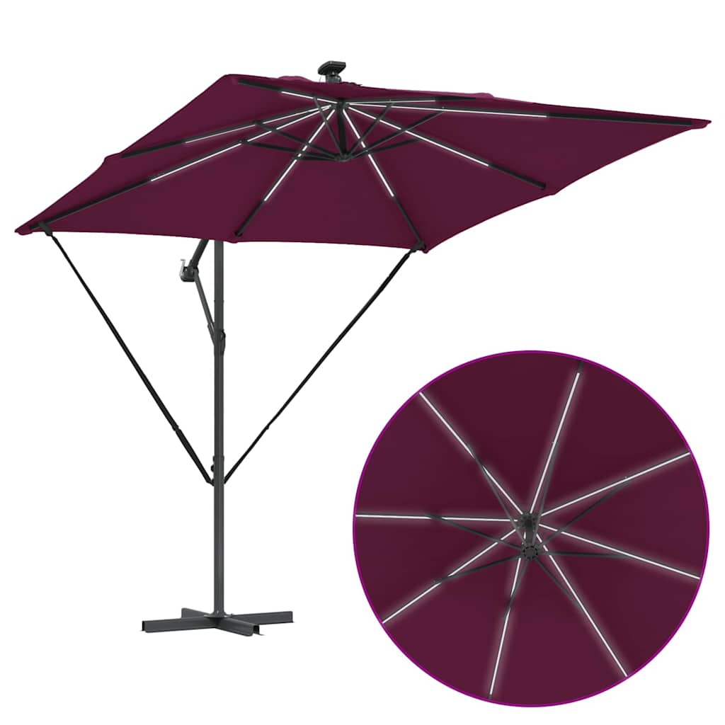 Suncobran s LED trakama Bordeaux Crvena 249 x 249 x 250 cm