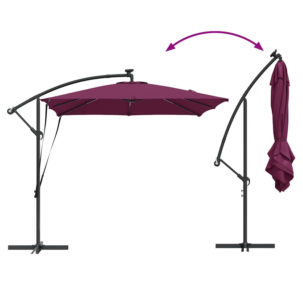 Suncobran s LED trakama Bordeaux Crvena 249 x 249 x 250 cm