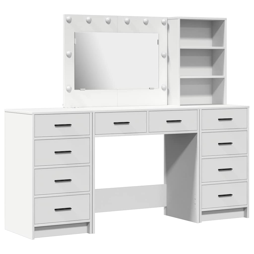 Toaletni stol s ladicama 3 pcs Bijelo Konstruirano drvo
