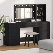 Toaletni stol s ladicama 3 pcs Crni hrast Konstruirano drvo