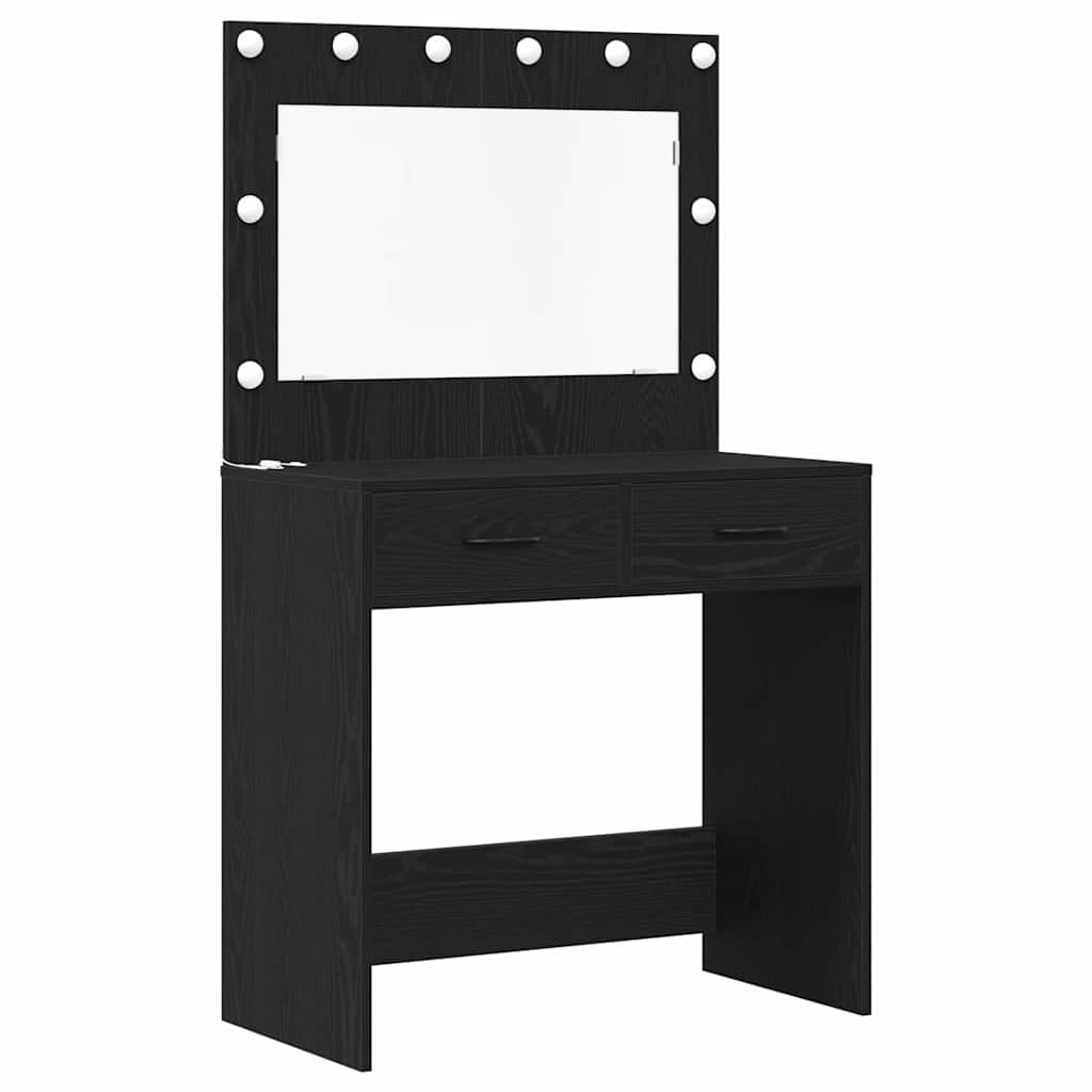 Toaletni stol s ladicama 3 pcs Crni hrast Konstruirano drvo