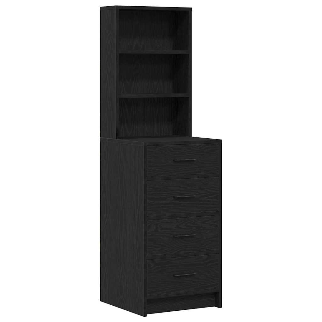 Toaletni stol s ladicama 3 pcs Crni hrast Konstruirano drvo