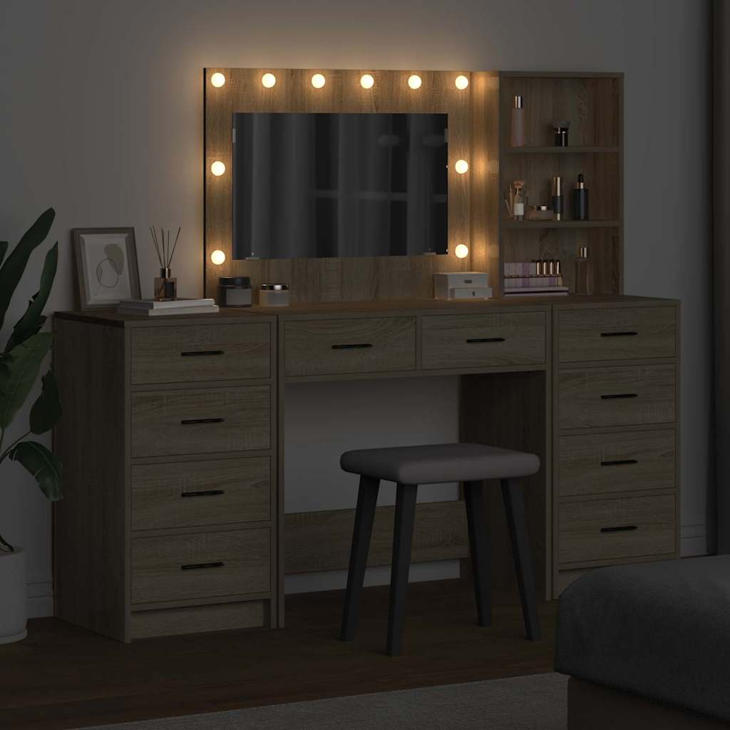 Toaletni stol s ladicama 3 pcs Sonoma hrast Konstruirano drvo