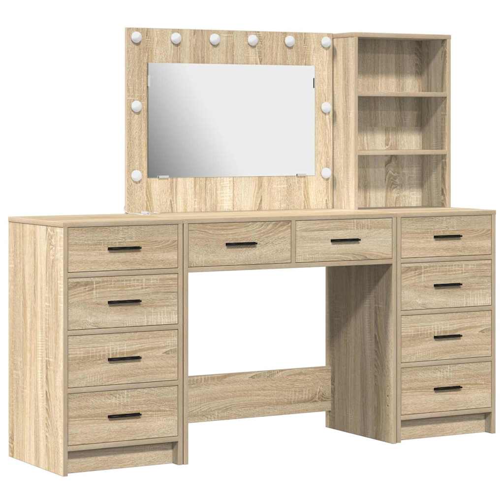 Toaletni stol s ladicama 3 pcs Sonoma hrast Konstruirano drvo