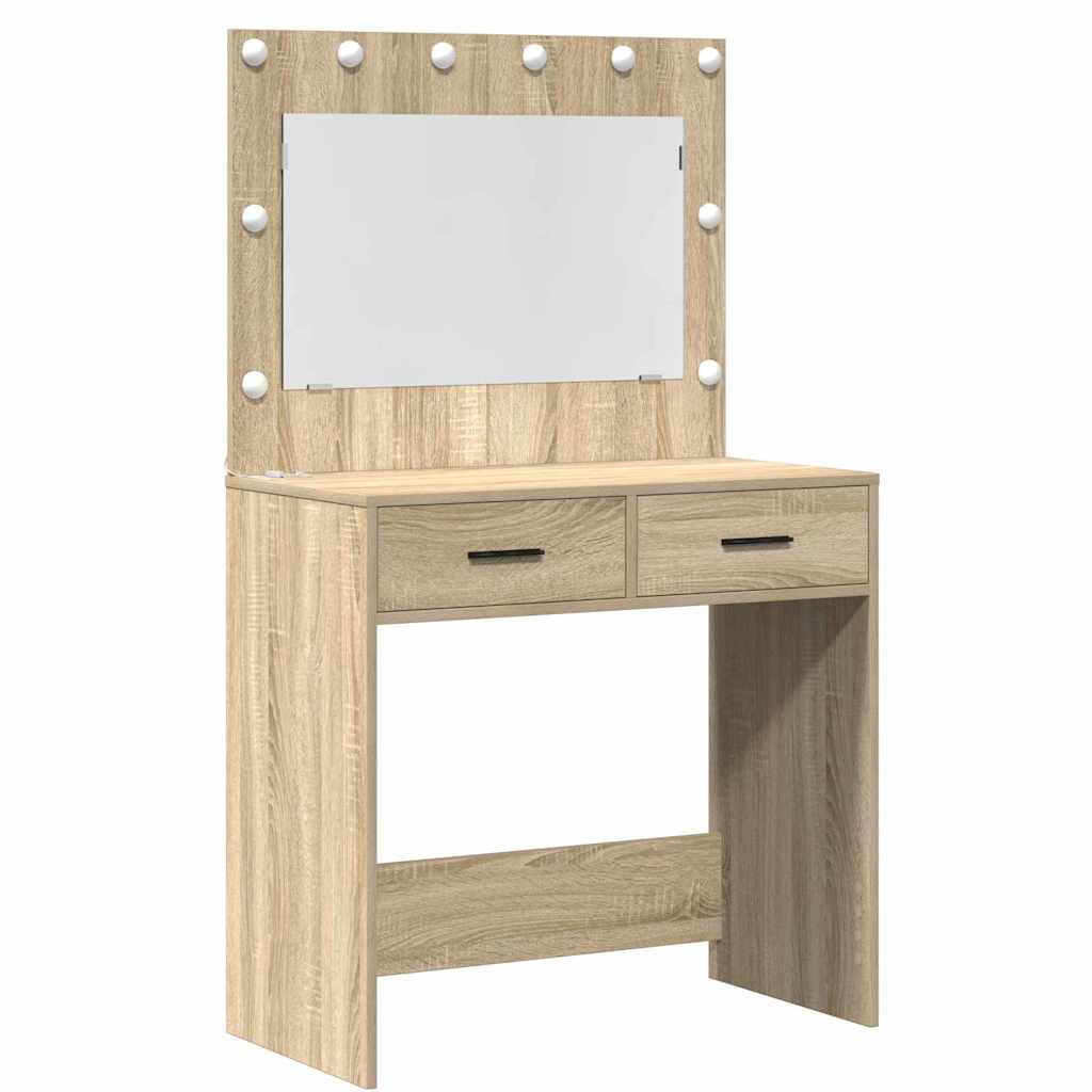 Toaletni stol s ladicama 3 pcs Sonoma hrast Konstruirano drvo